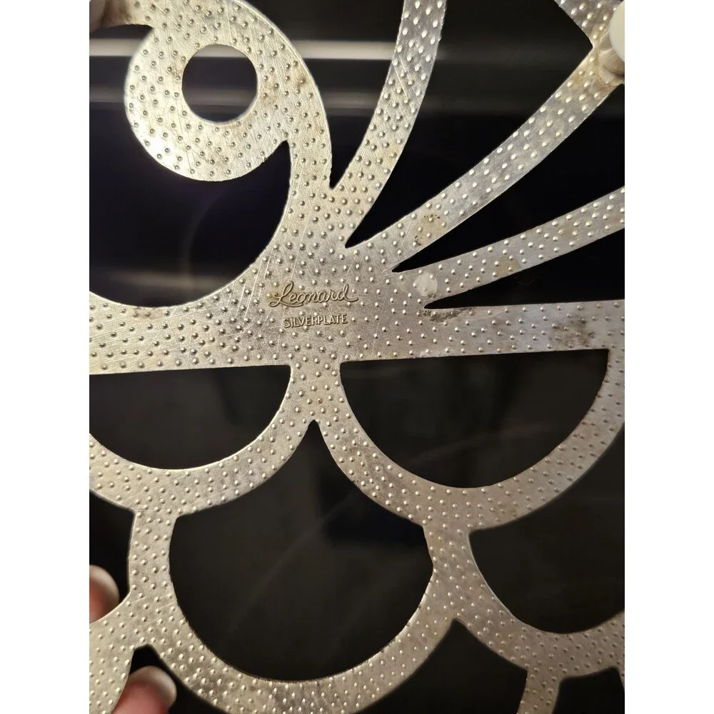Vintage Leonard Silver Plated Fish Trivet Wall Hanging Made In Italy